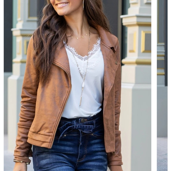 Grace & Lace Move Free Leather Like Camel Moto - Picture 9 of 12
